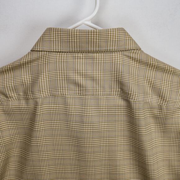 Men’s 2XL Non-Iron Button-Up Shirt Tan Plaid Business Casual Workwear | Joseph A - Picture 10 of 12